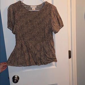 Leopard peplum short sleeve top